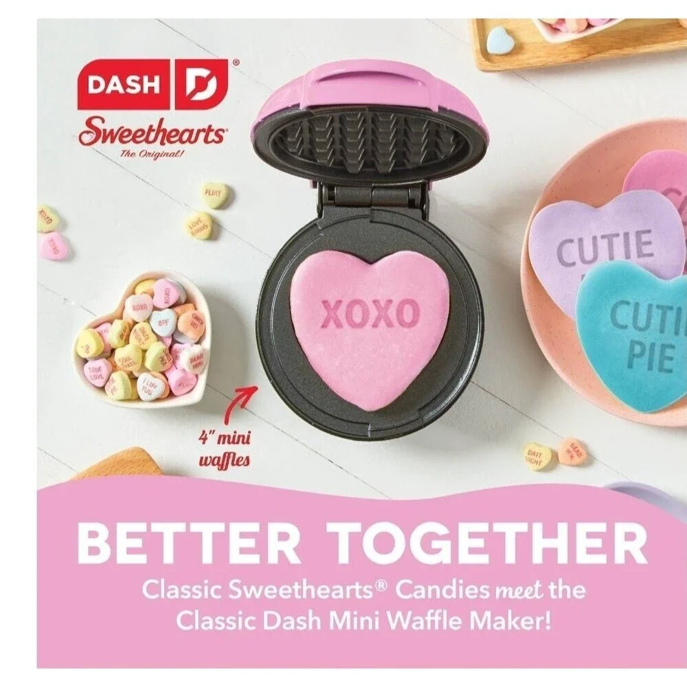 NEW DASH PINK Sweethearts Mystery Mini Waffle Maker